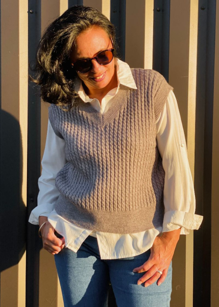 Pull sans manche Col V en maille mod?�le