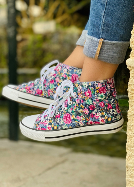 baskets fleuries femme