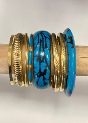 Lot de  bracelets Azur/doré 