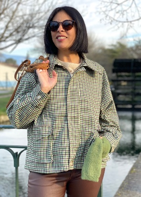 Veste à carreaux Geraldine verte 