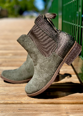Bottines bi-matières "noeud"
