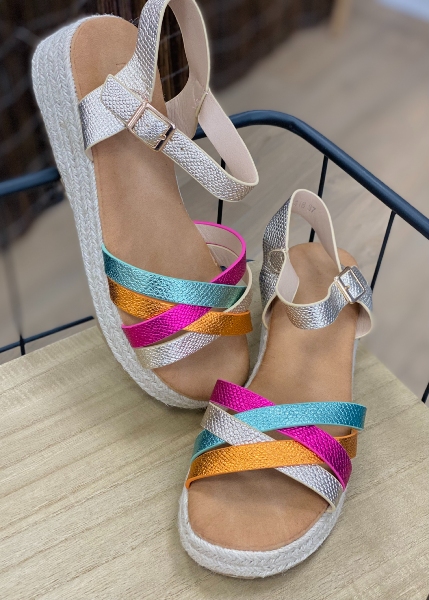 Sandales compensées Multicolore 