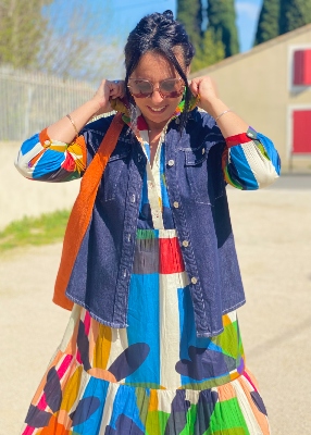 Robe Palme tribal avec col 