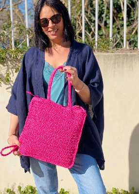 Sac façon patchwork macramé defile