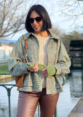 Veste à carreaux Geraldine verte 
