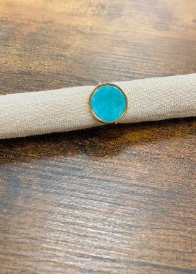 Bague acier fantaisie, turquoise