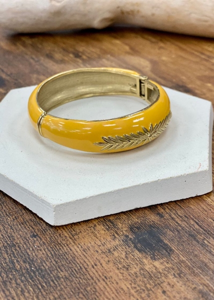 Bracelet jonc feuilles 