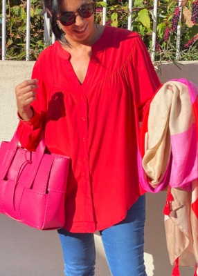 Chemise soyeuse Kelly rouge