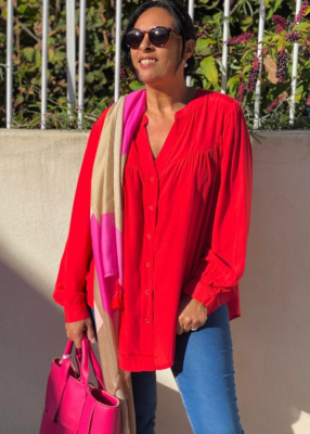 Chemise soyeuse Kelly rouge