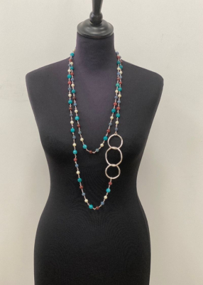 Sautoir de perles, 3 anneaux  