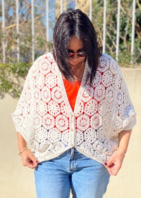 Gilet crochet Agathe ajouré 