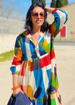 Robe Palme tribal avec col 