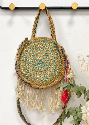 Panier rond Malia à franges  