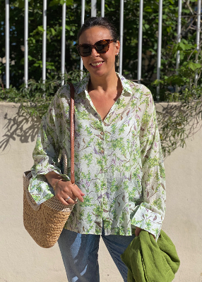 Chemise imprimée vert Vegetal