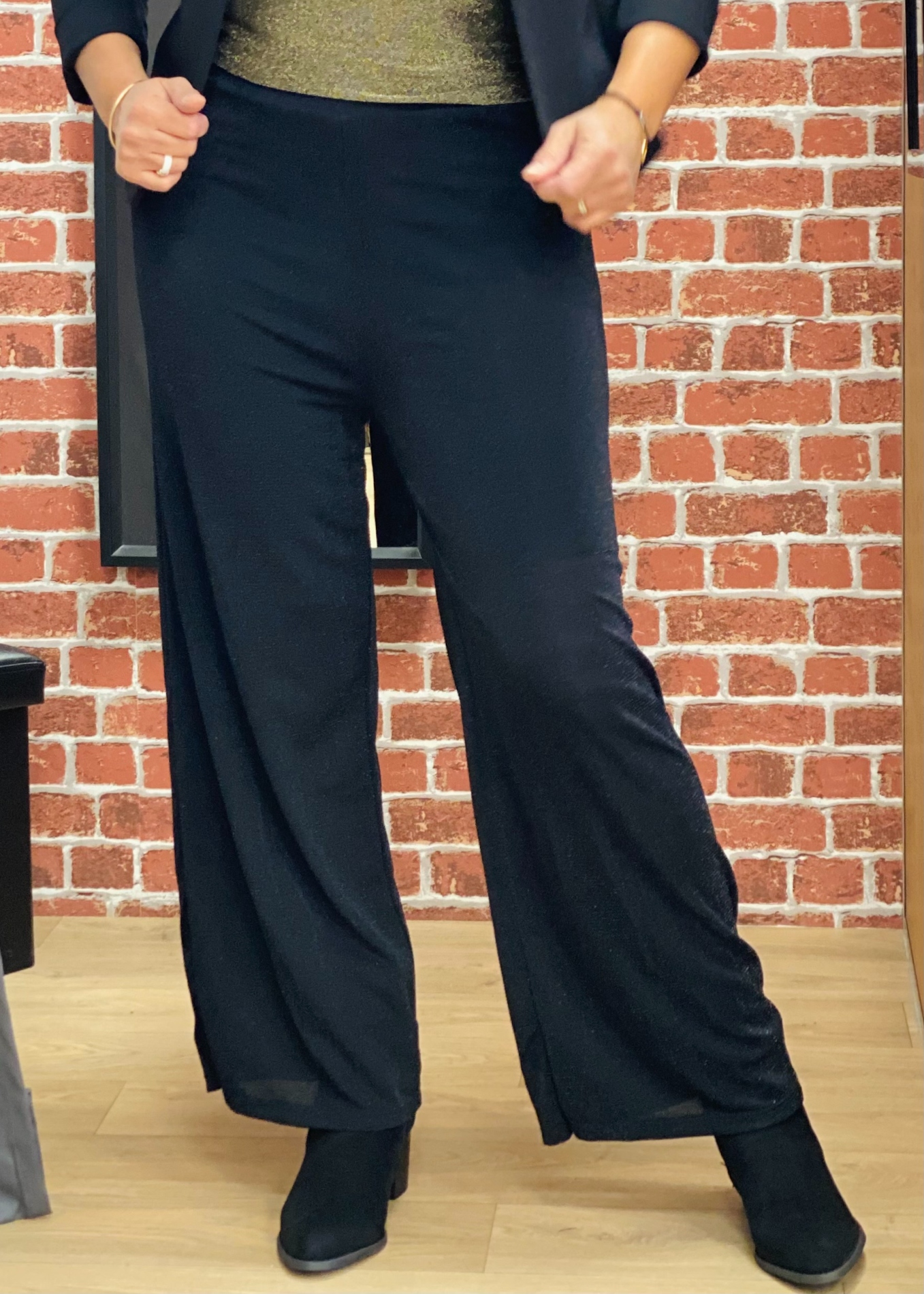 Pantalon Fluide Lurex Vintage Argent Taille 38 - Marque Zara, Style Large, Occasion En Très Bon état