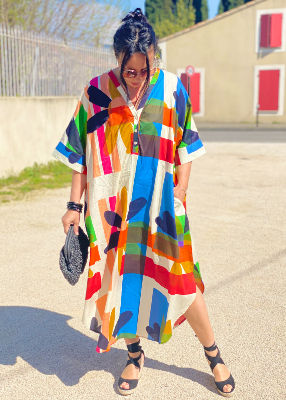 Robe Palme tribal sans col 