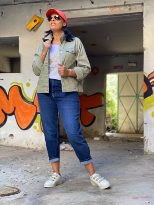 Veste en jean Electra vert