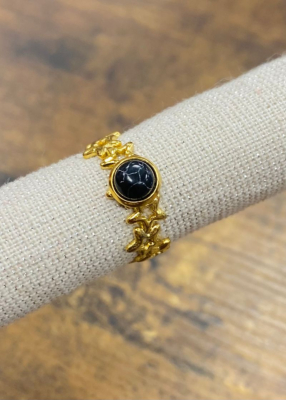 Bague acier fantaisie, Noir