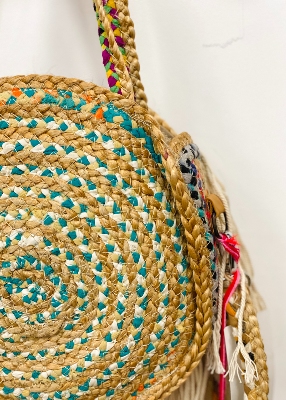 Panier rond Malia à franges  