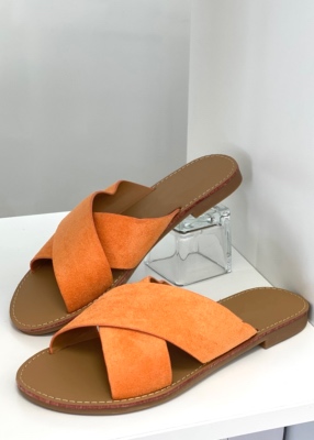 Sandales plates femmes abricot defile