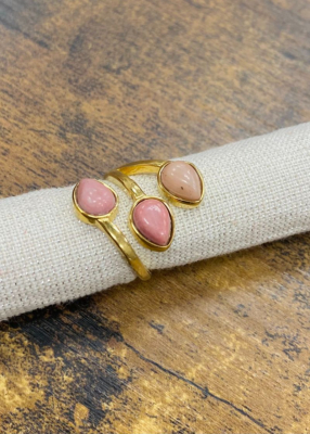 Bague acier fantaisie, rose 