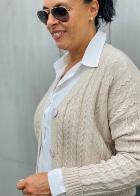 Gilet court maille torsade Erika