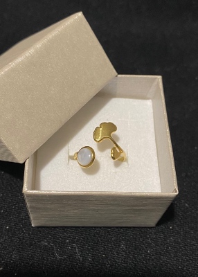 Bague acier fantaisie, blanc 
