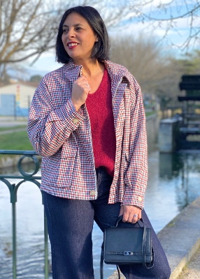 Veste  carreaux Geraldine rouge