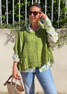 Chemise imprimée vert Vegetal