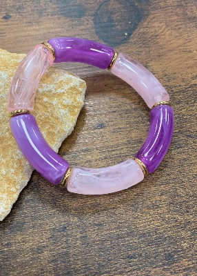 Bracelet  grosses perles tubes 