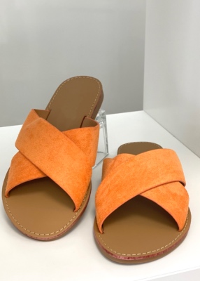 Sandales plates femmes abricot defile