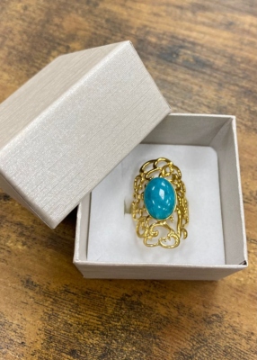 Bague acier fantaisie, turquoise