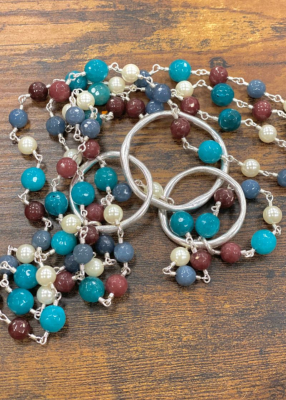 Sautoir de perles, 3 anneaux  