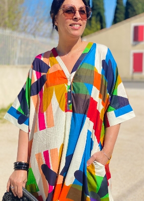 Robe Palme tribal sans col 