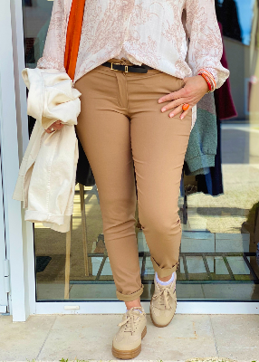 Pantalon Lana stretch camel