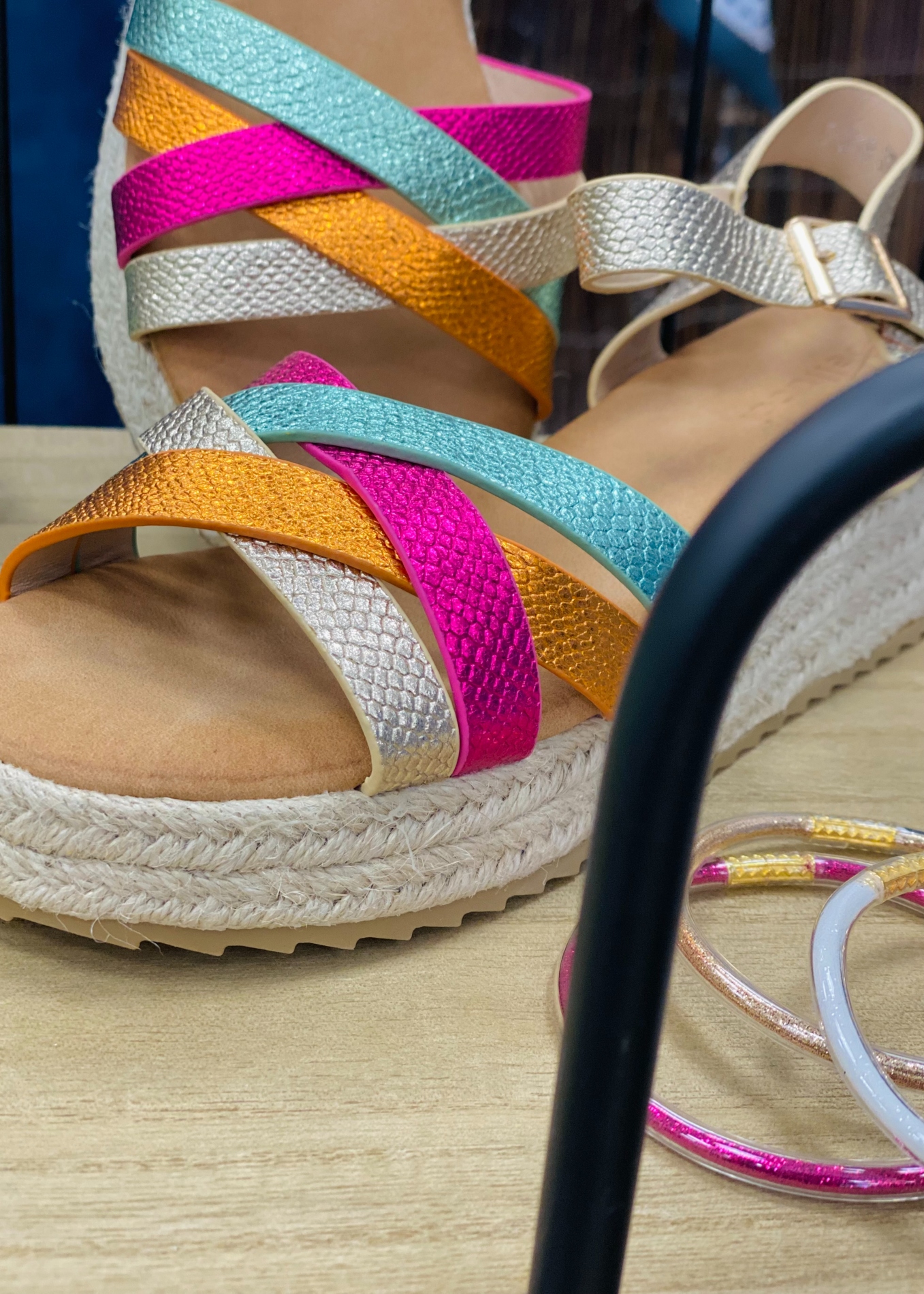 Sandales femmes compensee multicolore