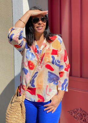 Blouse imprime  Azur rouge