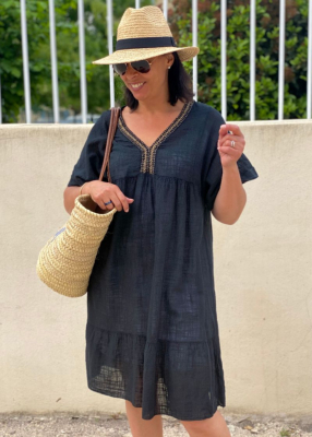 Robe en coton col V Sandra 