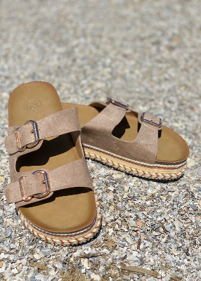 Sandales doubles lanières taupe