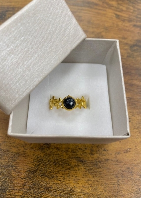 Bague acier fantaisie, Noir