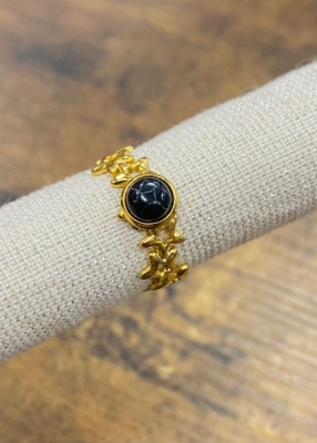 Bague acier fantaisie, Noir