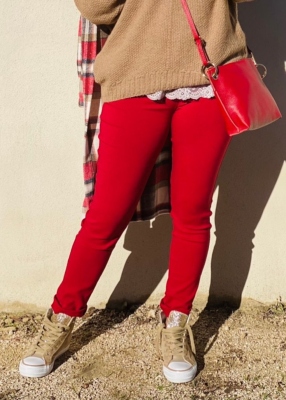 Pantalon stretch Anouk rouge