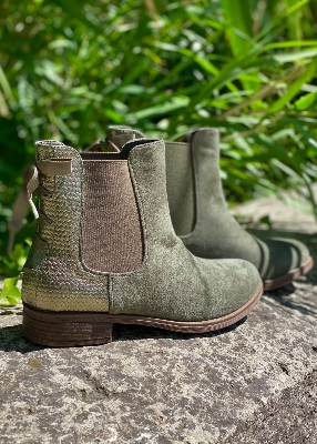 Bottines bi-matières "noeud"