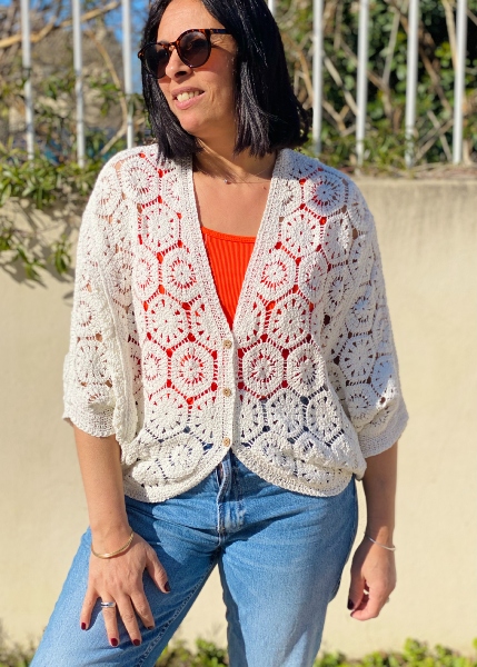 Gilet crochet Agathe ajouré 