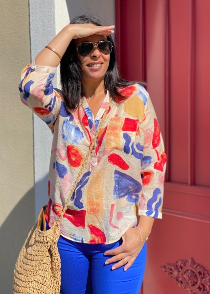 Blouse Old Navy Imprimée épaule Marine - Taille M - Neuf Avec étiquette
