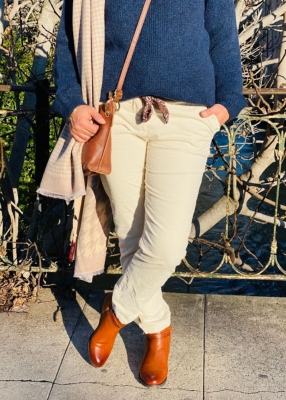 Pantalon velours Lia crème