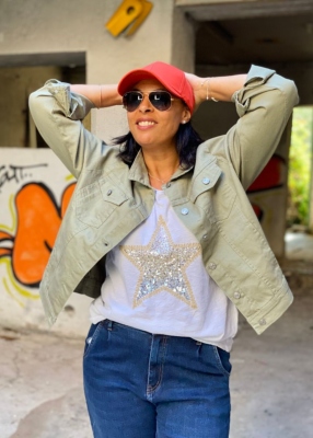 Veste en jean Electra vert