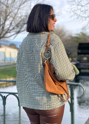Veste à carreaux Geraldine verte 
