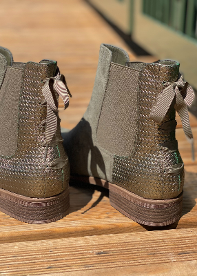 Bottines bi-matières "noeud"