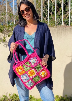 Sac façon patchwork macramé defile